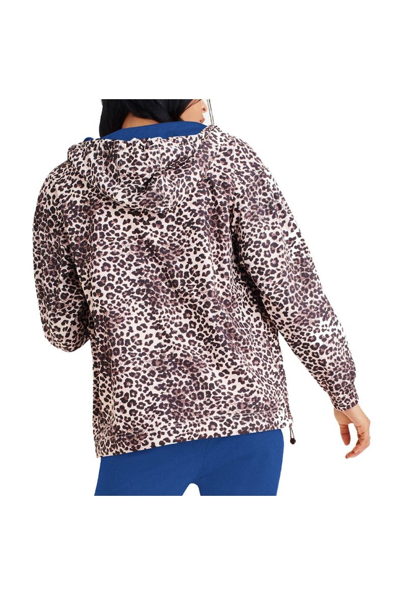 Women's DKNY Sport Leopard Philadelphia 76ers Gabriella Windbreaker Half-Zip Hoodie, Alternate, color, Leopard