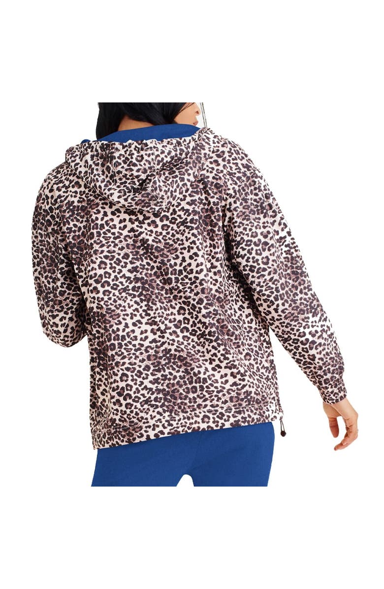 G-III SPORTS BY CARL BANKS Women's DKNY Sport Leopard Philadelphia 76ers Gabriella Windbreaker Half-Zip Hoodie, Alternate, color, Leopard