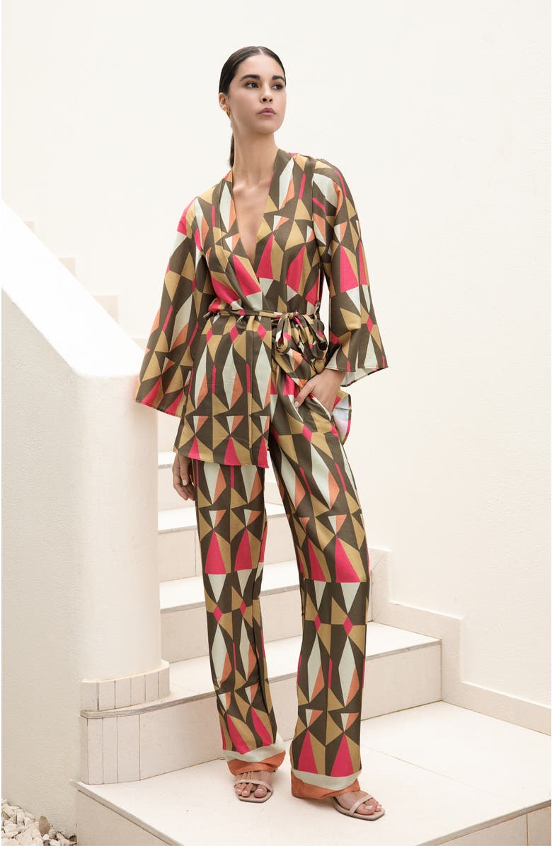 DIARRABLU Leer Palazzo Pants in Caru Olive, Alternate, color, Caru Olive