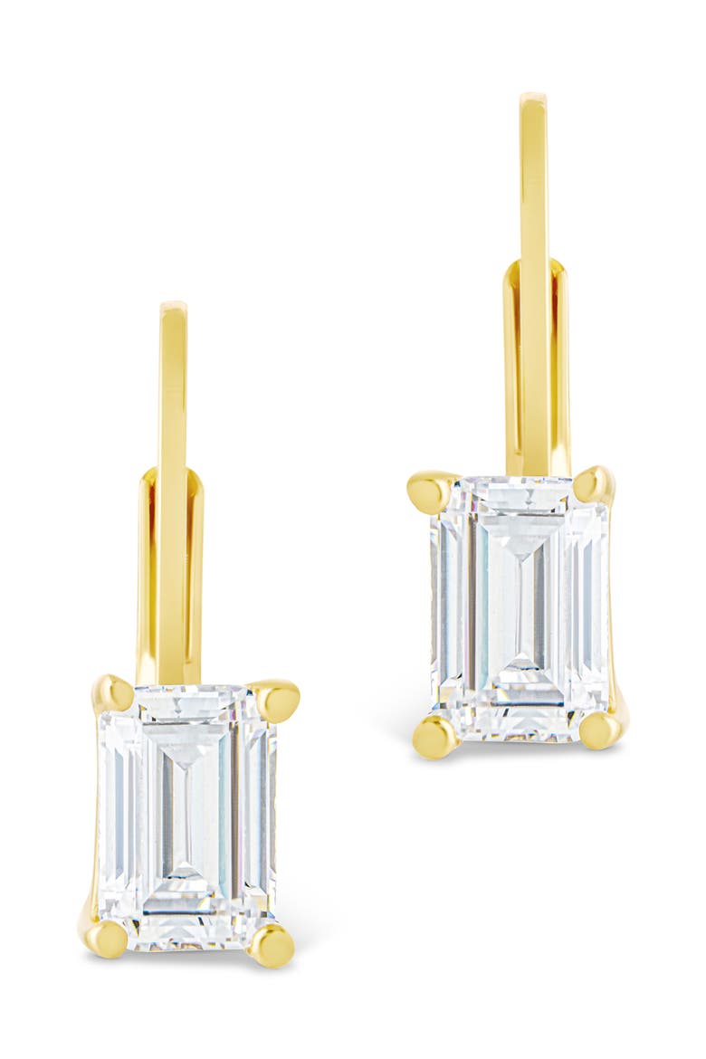 Emerald Cut Cubic Zirconia Lever-Back Earrings, Alternate, color, GOLD