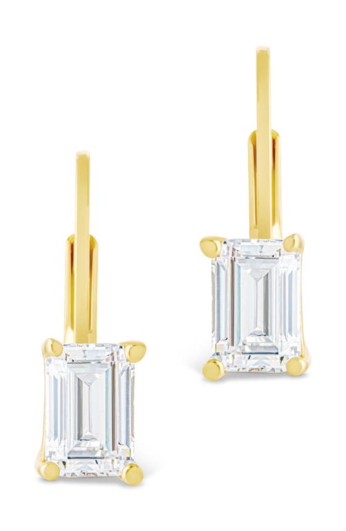 Sterling Forever Emerald Cut Cubic Zirconia Lever-back Earrings In Gold