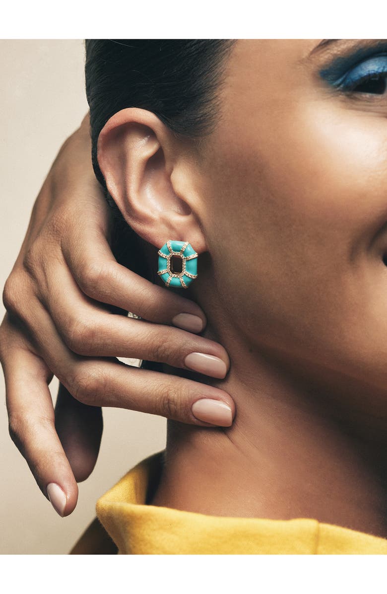 NeverNoT Grab 'n' Go Diamond Enamel Drop Earrings, Alternate, color, Blue