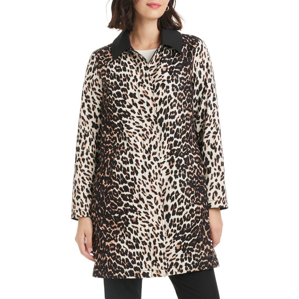 Kate Spade New York Water Resistant Leopard Print A-line Raincoat In Animal Print