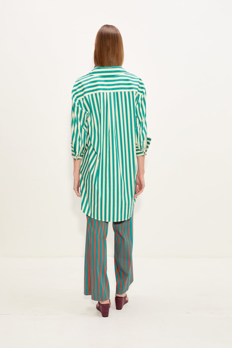 Kena Poplin Dress, Alternate, color, Teal/Cream Stripe