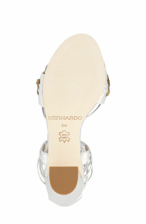 Bernardo Footwear Ieda Floral Ankle Tie Heeled Sandal In Silver