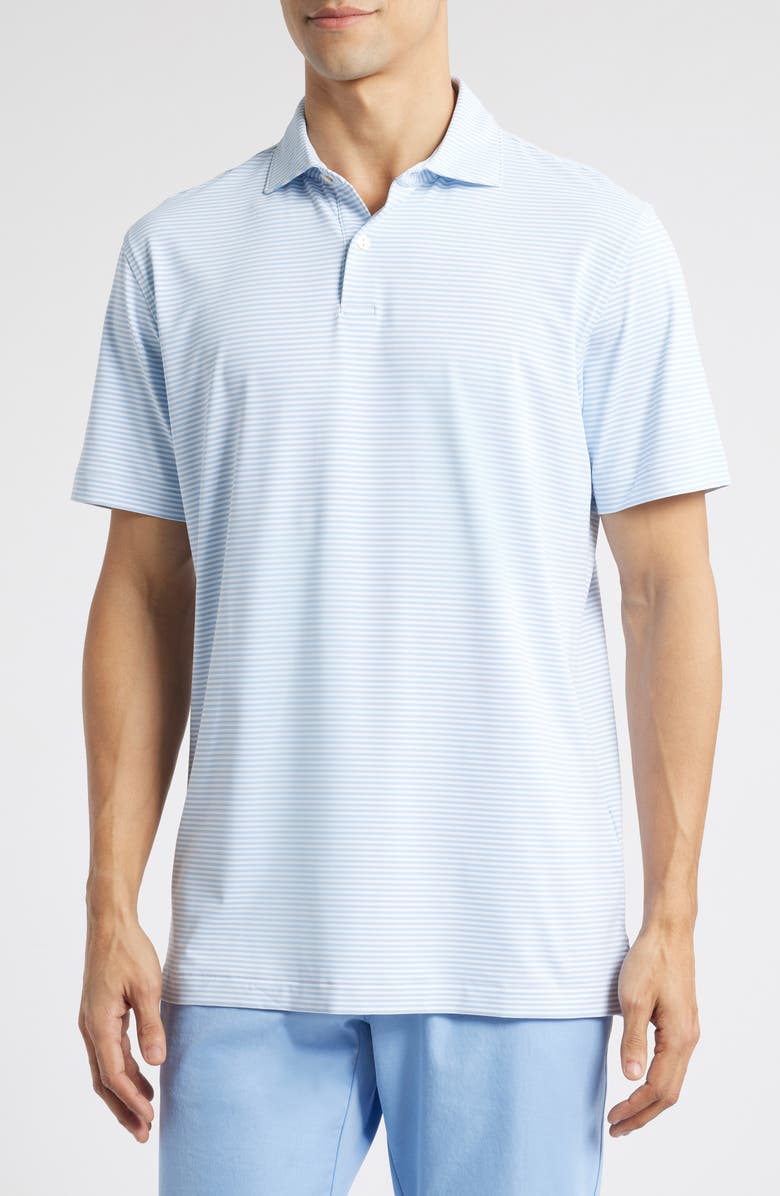 Peter Millar Ambrose Performance Jersey Polo, Main, color, White / Blue Frost