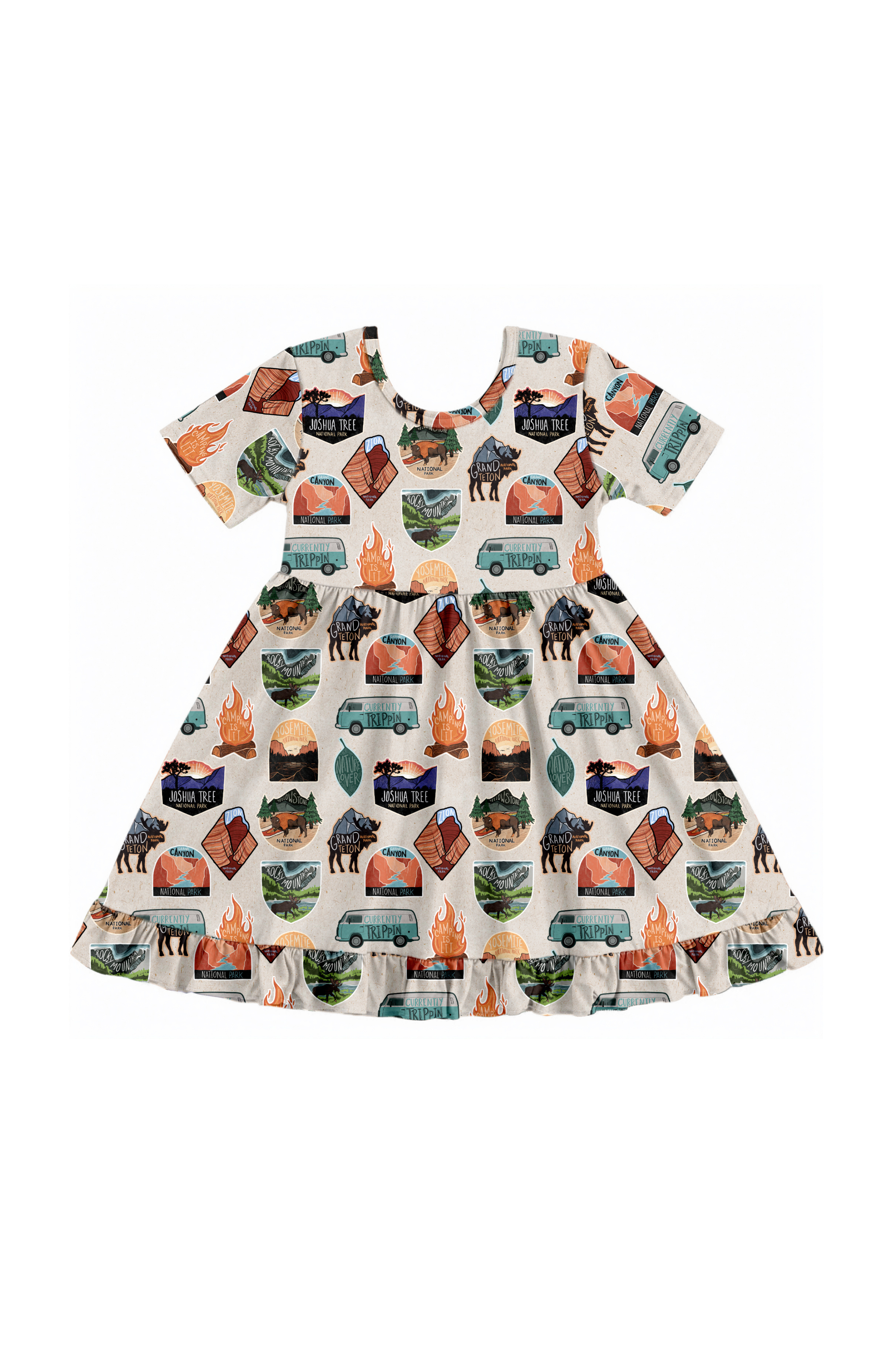 Fletch Babies'  Tiny Traveler Shortsleeve Twirl Dress In Multi