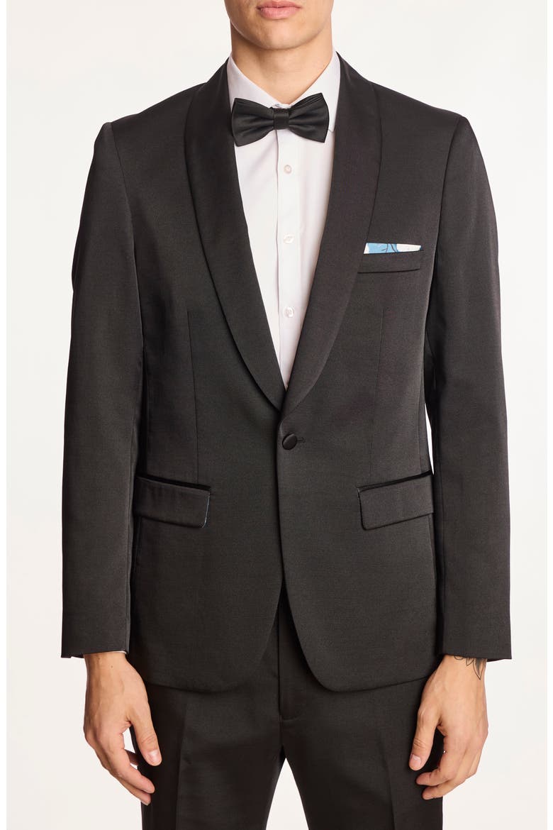 Regent Slim Fit Shawl Lapel Tuxedo Jacket, Main, color, ALL BLACK