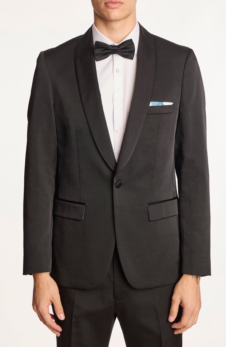 PAISLEY & GRAY Regent Slim Fit Shawl Lapel Tuxedo Jacket, Main, color, All Black