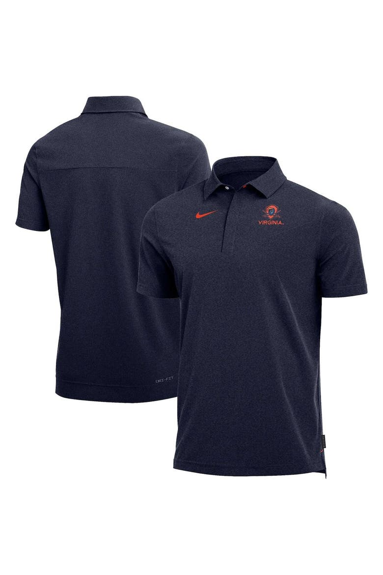 Men's Nike Heathered Navy Virginia Cavaliers 2022 Coach Performance Polo, Main, color, Heather Navy