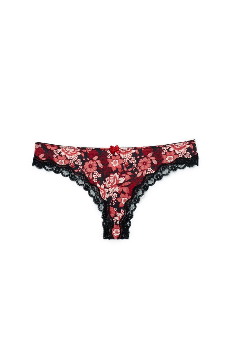 Adore Me Nare Thong Panties, Alternate, color, Floral Black