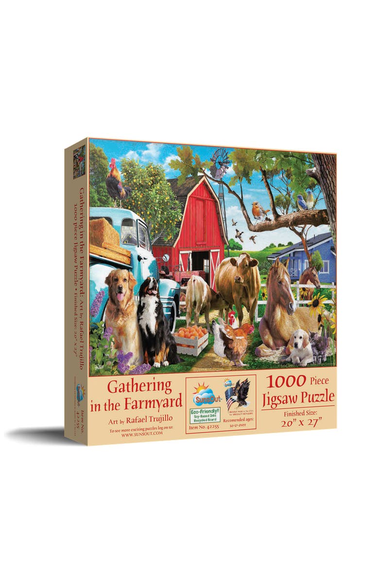 Gathering in the Farmyard 1000 piece Jigsaw Puzzle for Adults, Main, color, Multicolor