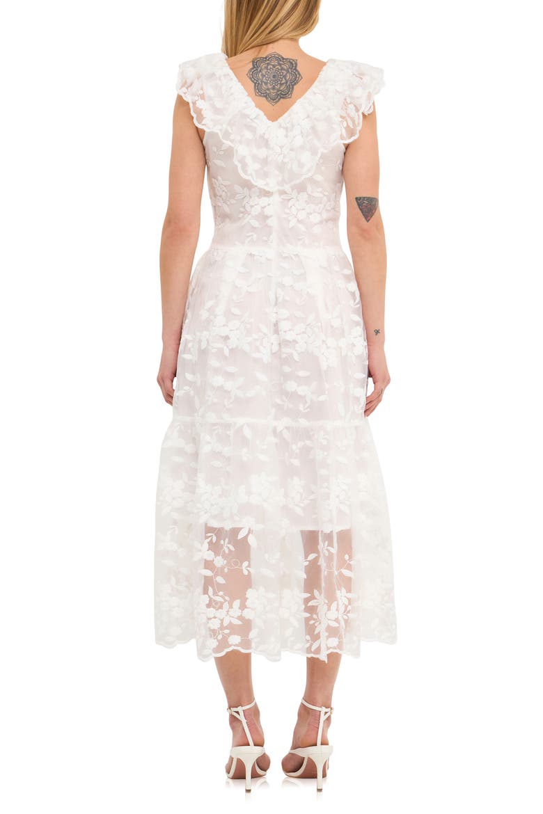 Floral Organza Midi Dress, Alternate, color, OFF WHITE