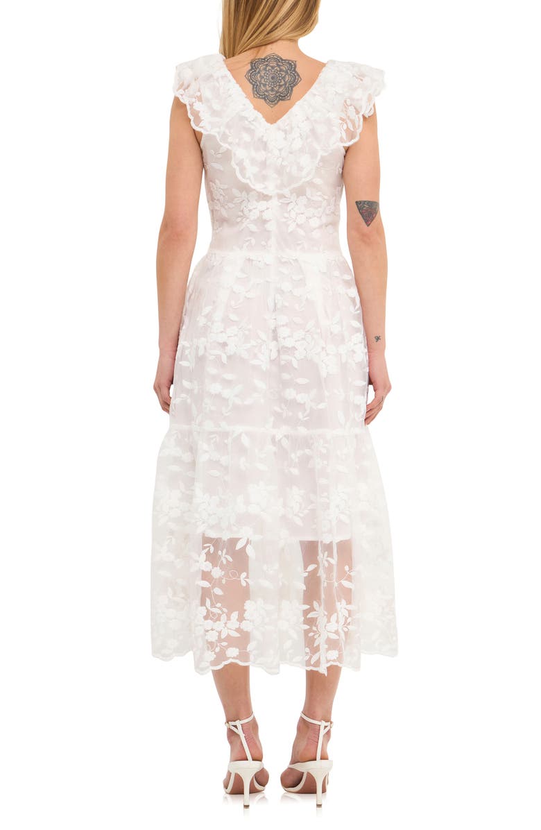 Endless Rose Floral Organza Midi Dress, Alternate, color, Off White
