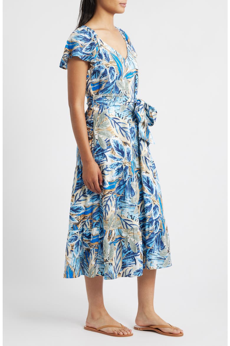 Frond Grove Print Dress, Alternate, color, CROISSANT