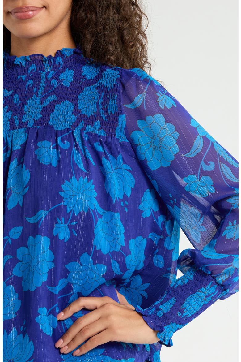Sunnie Floral Smocked Top, Alternate, color, NAVY-MULTI