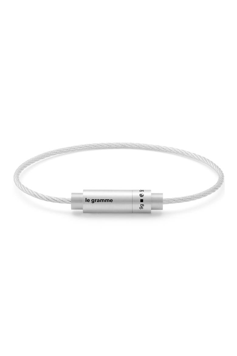 9G Brushed Triptych Cable Bracelet, Main, color, SILVER