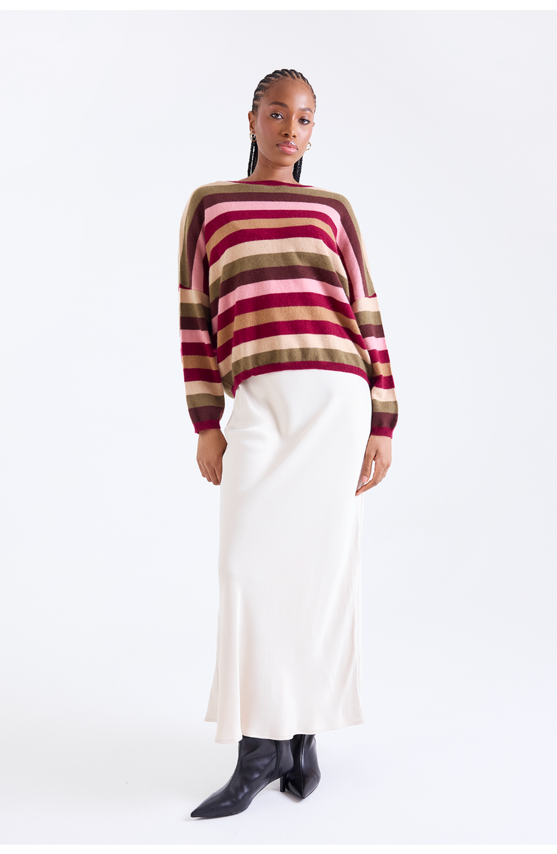 Brodie Pure Cashmere Stripe Up Crew Neck Jumper, Alternate, color,