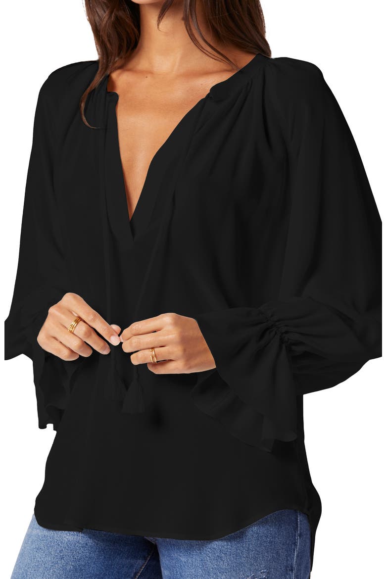 Cecarina Silk Blouse, Alternate, color, CAVIAR