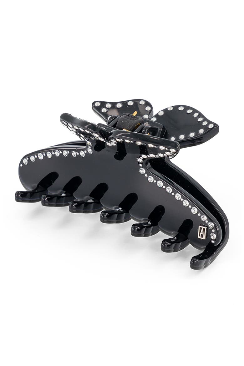 Dore acetate and crystals hair clip, Alternate, color, Black