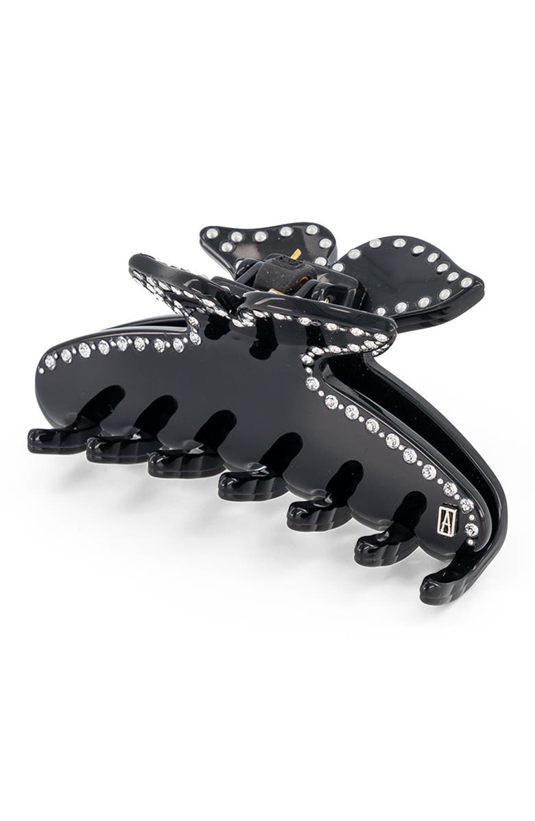 Alexandre de Paris Dore acetate and crystals hair clip, Alternate, color, Black