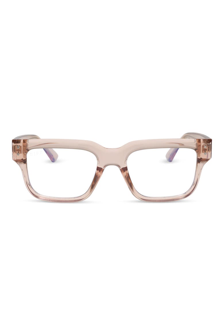 Cade 52mm Square Blue Light Blocking Glasses, Main, color, BEIGE CRYSTAL BLUE LIGHT
