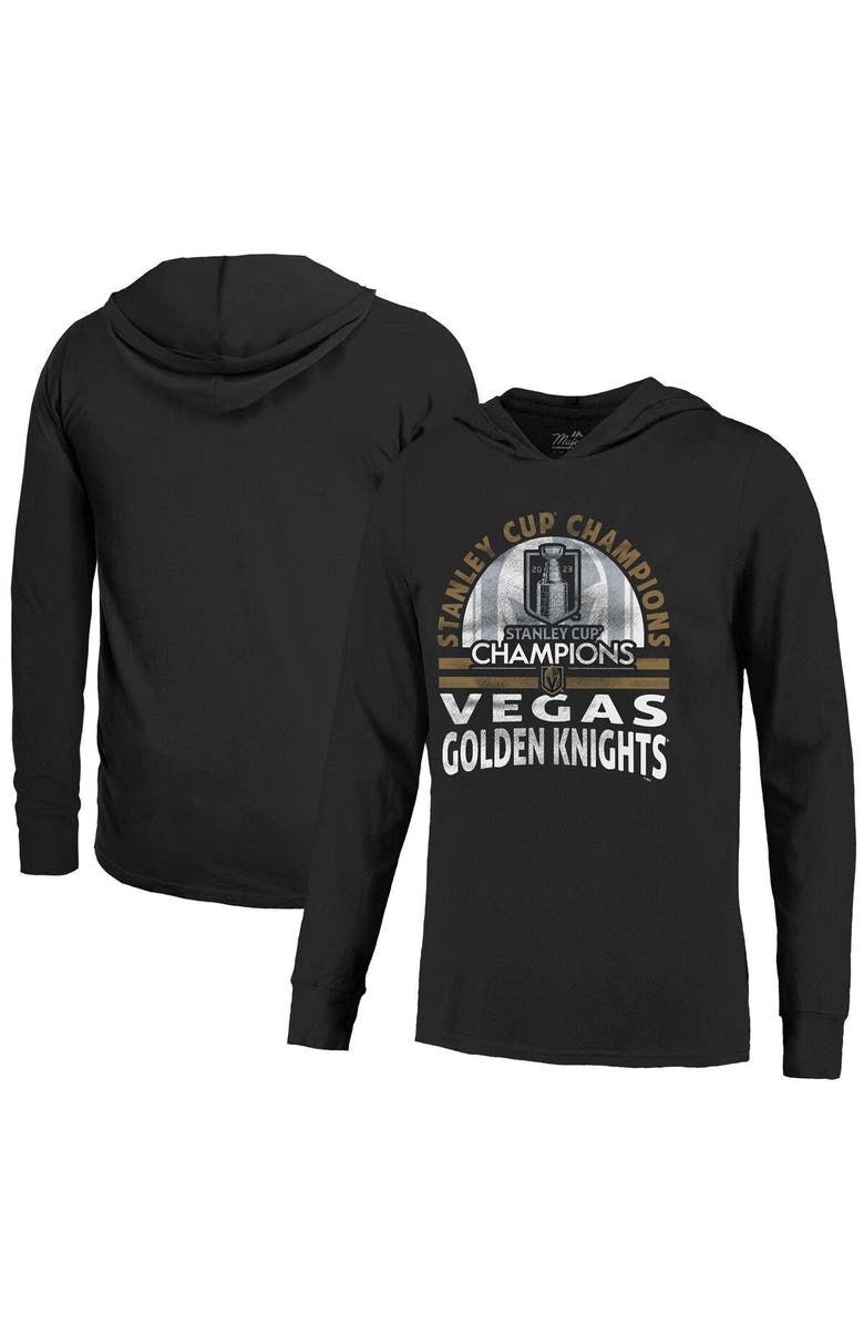 Majestic Threads Men's Majestic Threads  Black Vegas Golden Knights 2023 Stanley Cup Champions Soft Hand Long Sleeve Hoodie T-Shirt, Main, color, 