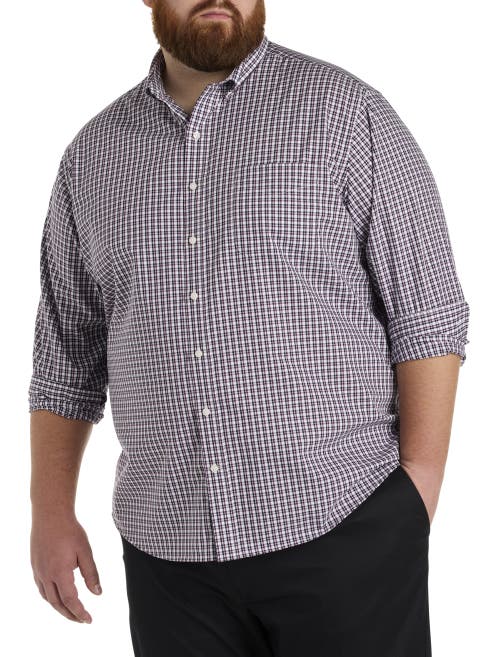 Oak Hill By Dxl Big & Tall Check Patterned Sport Shirt In Purple Multi