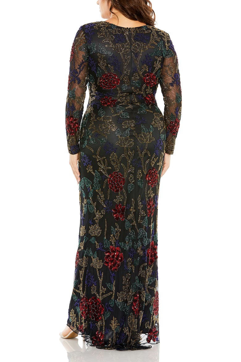 High Neck Beaded Embellished Gown, Alternate, color, Black Multi