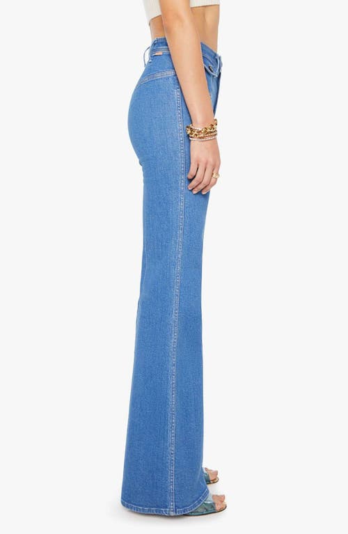 Mother The Pocketbook Hustler Roller Patch Pocket Flare Leg Jeans In Blue