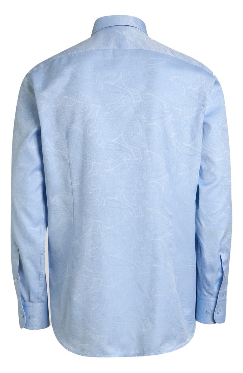 Etro Roma Regular Fit Light Blue Paisley Jacquard Cotton Dress Shirt, Alternate, color, Indaco