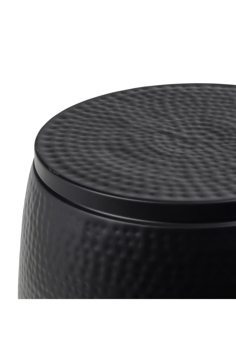 HAPPIMESS Merida Modern Rustic 2-Piece Hammered Metal Drum Storage Side Tables with Lids, Alternate, color, Matte Black