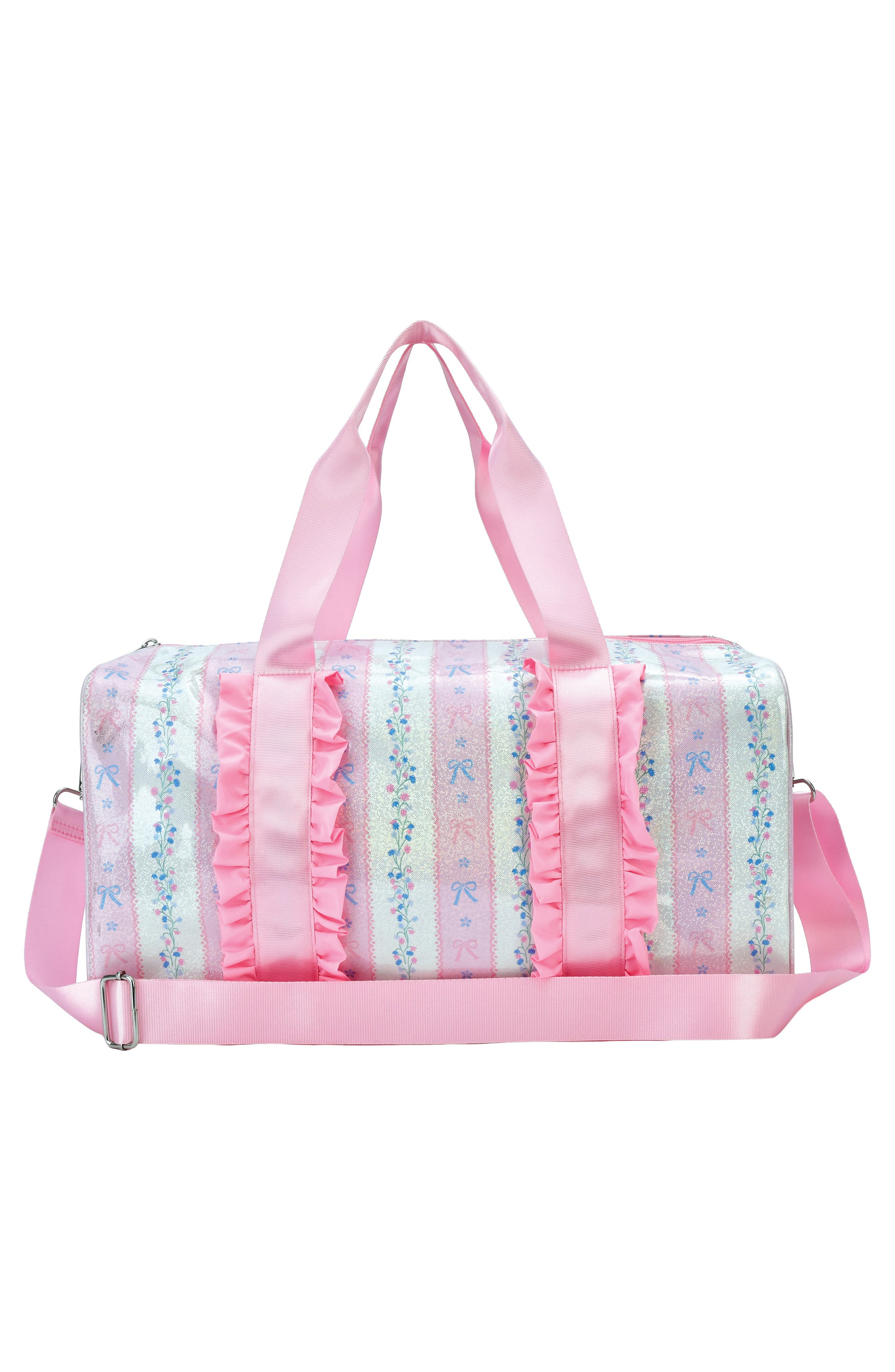 Iscream Kids' Floral Stripes Duffle Bag, Alternate, color, Pink Multi
