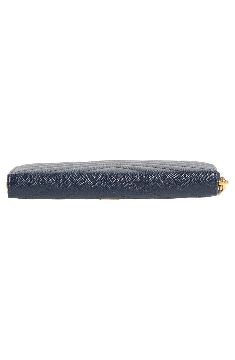 Saint Laurent Monogram Quilted Leather Wallet, Alternate, color, Navy