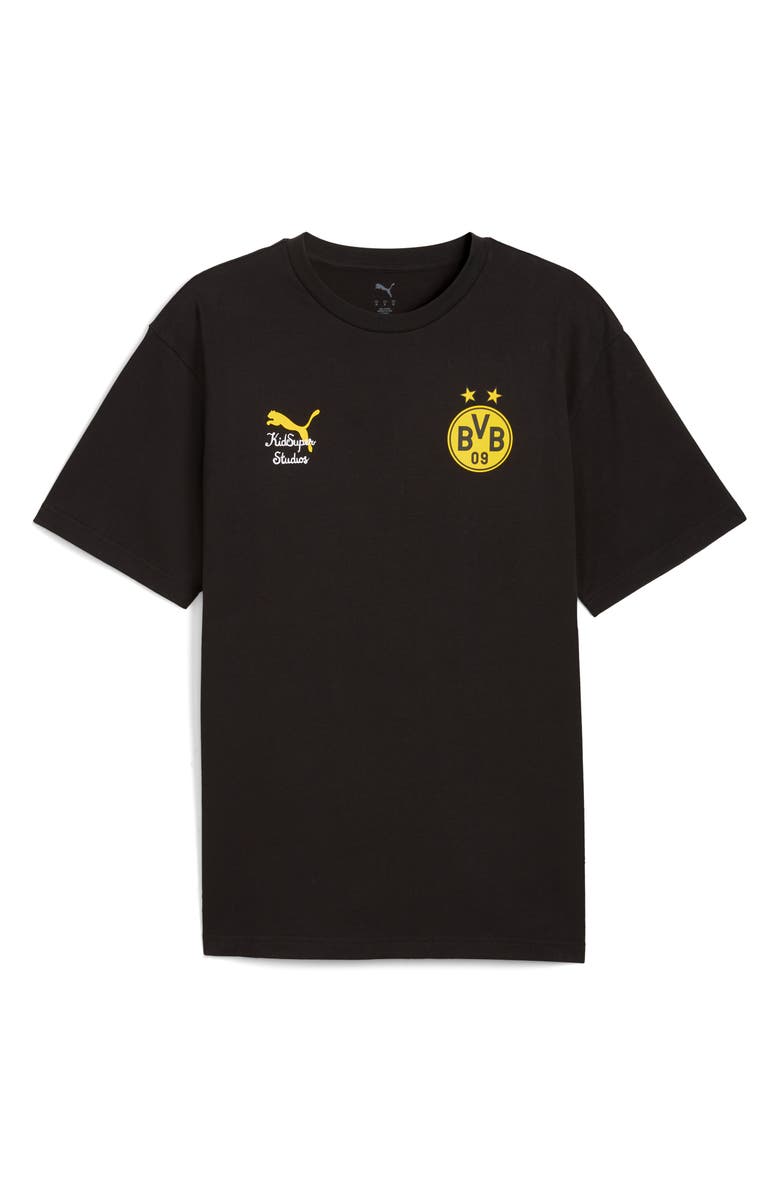 PUMA x KidSuper BVB Graphic T-Shirt, Alternate, color, Puma Black-Faster Yellow
