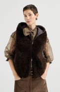 Brunello Cucinelli Cashmere shearling reversible hooded vest with precious trim