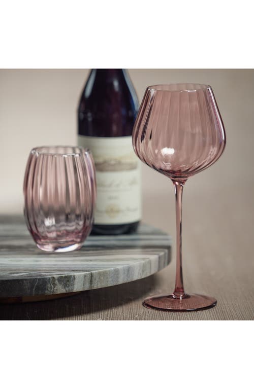 Zodax Malden Optic Set Of 4 Red Wine Glasses In Pink