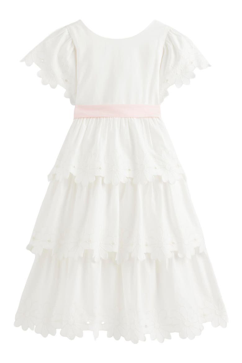 Kids' Floral Cutout Tiered Dress, Main, color, SOFT IVORY