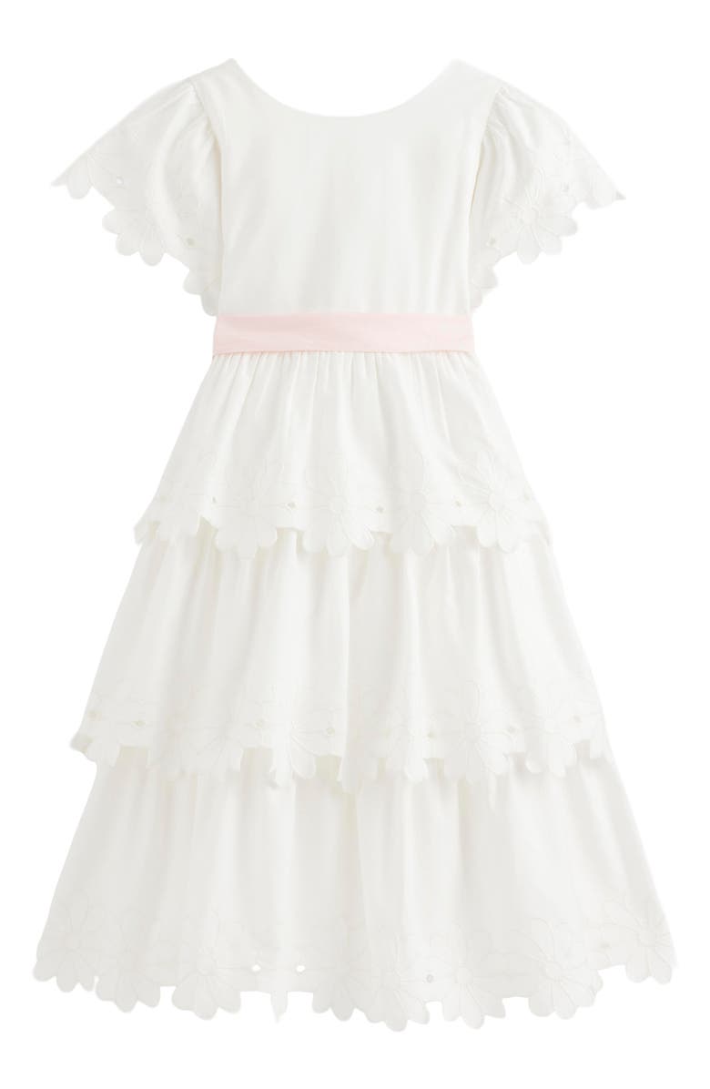Mini Boden Kids' Floral Cutout Tiered Dress, Main, color, Soft Ivory