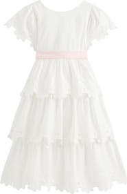 Mini Boden Kids' Floral Cutout Tiered Dress