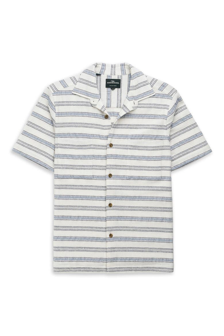 Yarrow Creek Short Sleeve Recycled Cotton Blend Button-Up Shirt, Alternate, color, ECRU