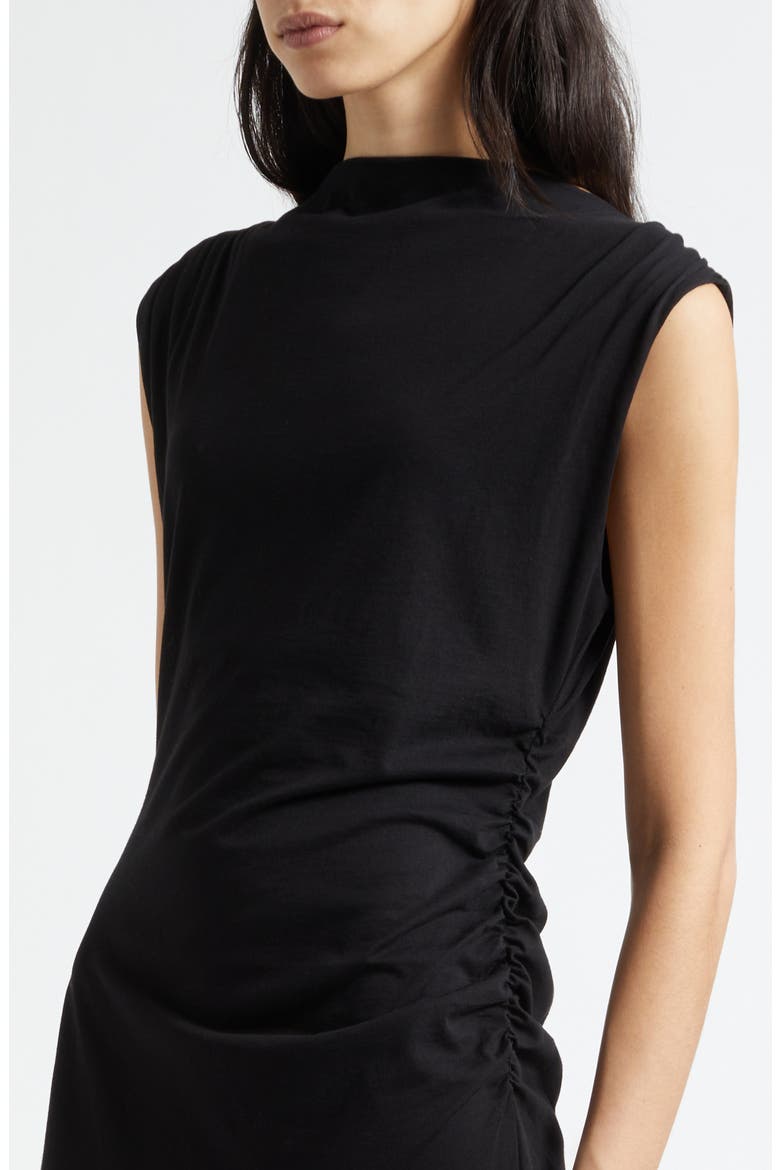 Cowl Neck Pima Cotton Midi Dress, Alternate, color, BLACK