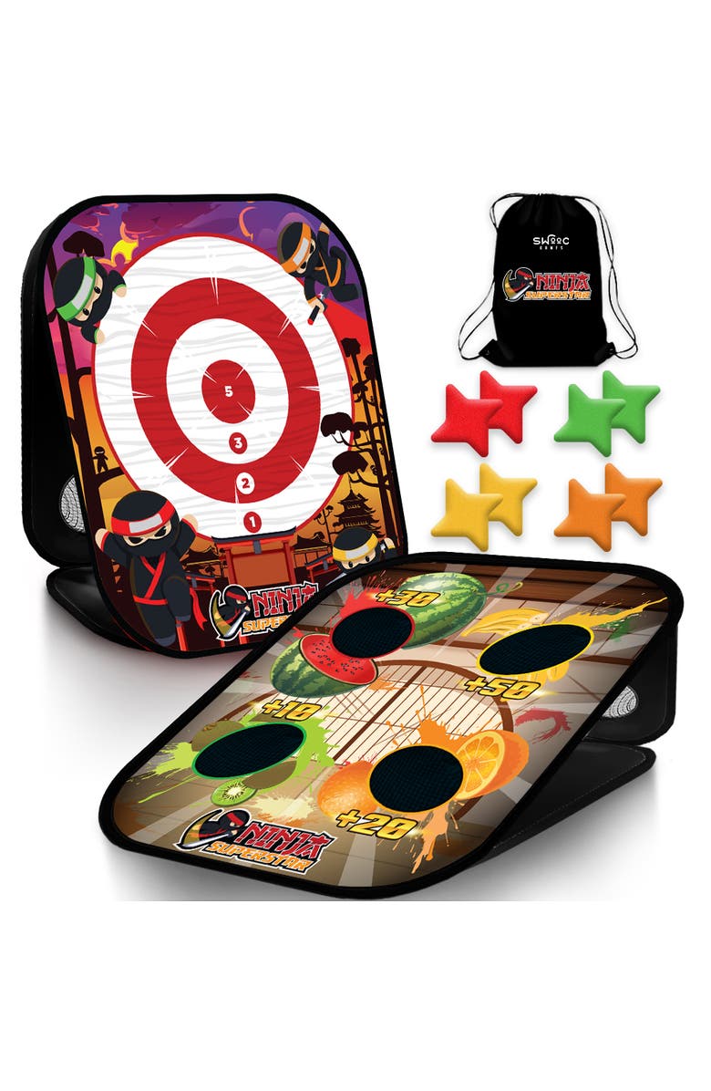 Swooc Games Ninja Superstar | 2-in-1 Corn Hole Games for Kids, Main, color, Multicolored