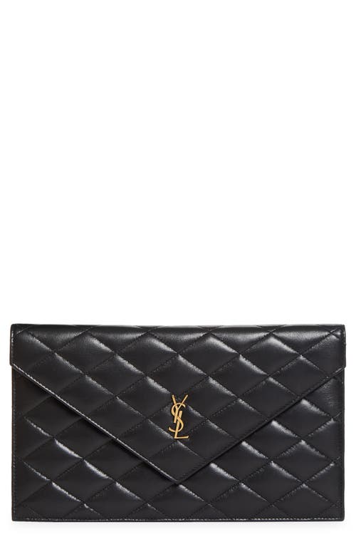 Saint Laurent Paris Diamond Quilt Pouch In Black