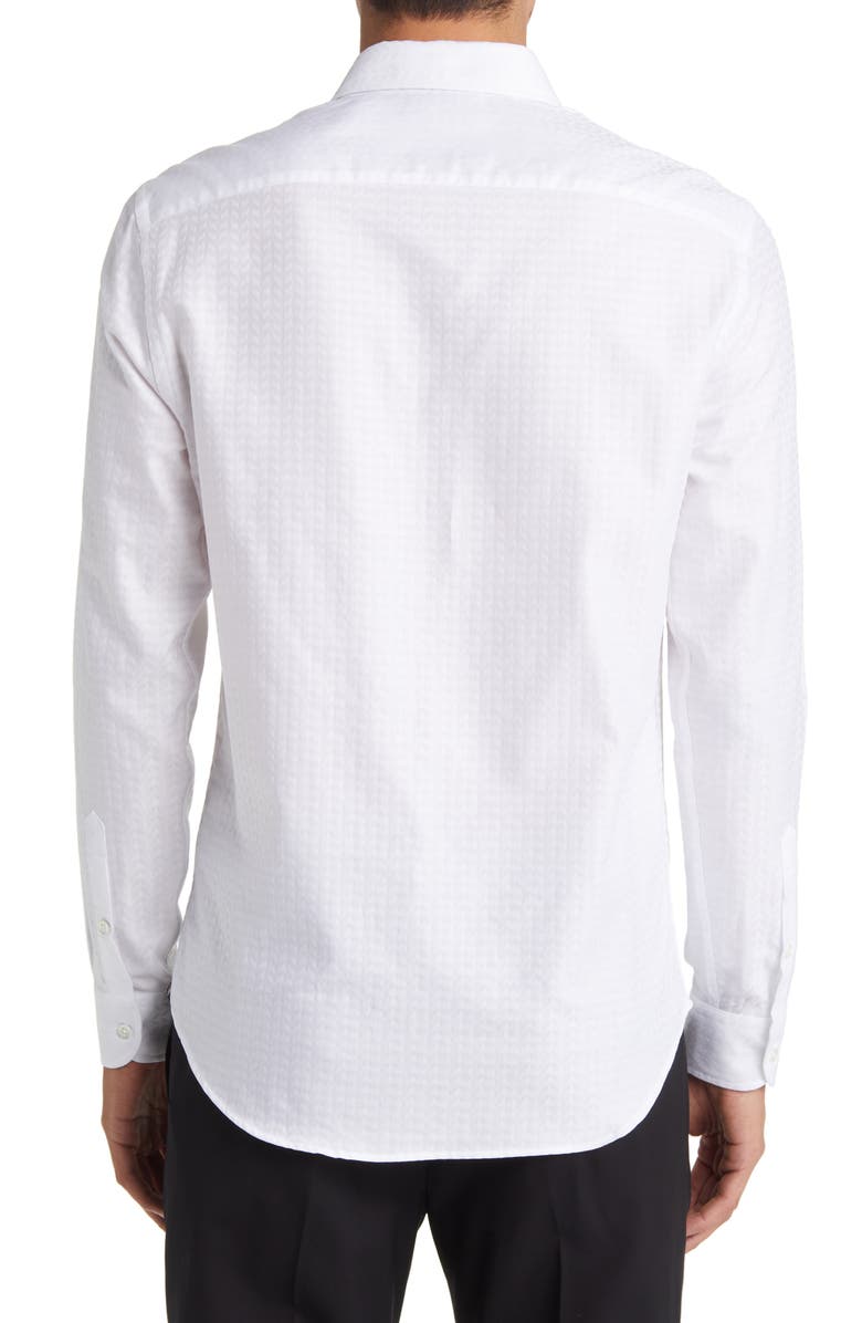 Emporio Armani Tonal Stripe Cotton Button-Up Shirt, Alternate, color, 