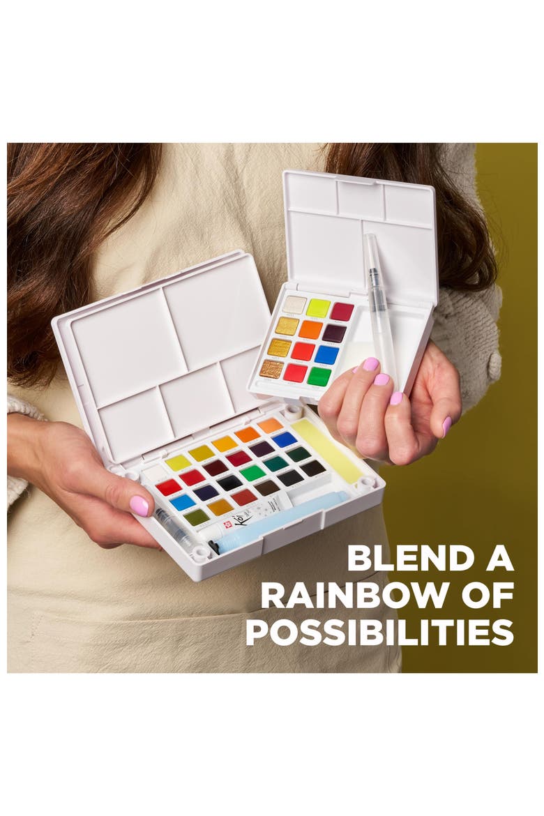 Koi Studio Kit, 60 Colors, 2 Water Brushes, 2 Sponges, 2 Palettes, Alternate, color, Multicolor