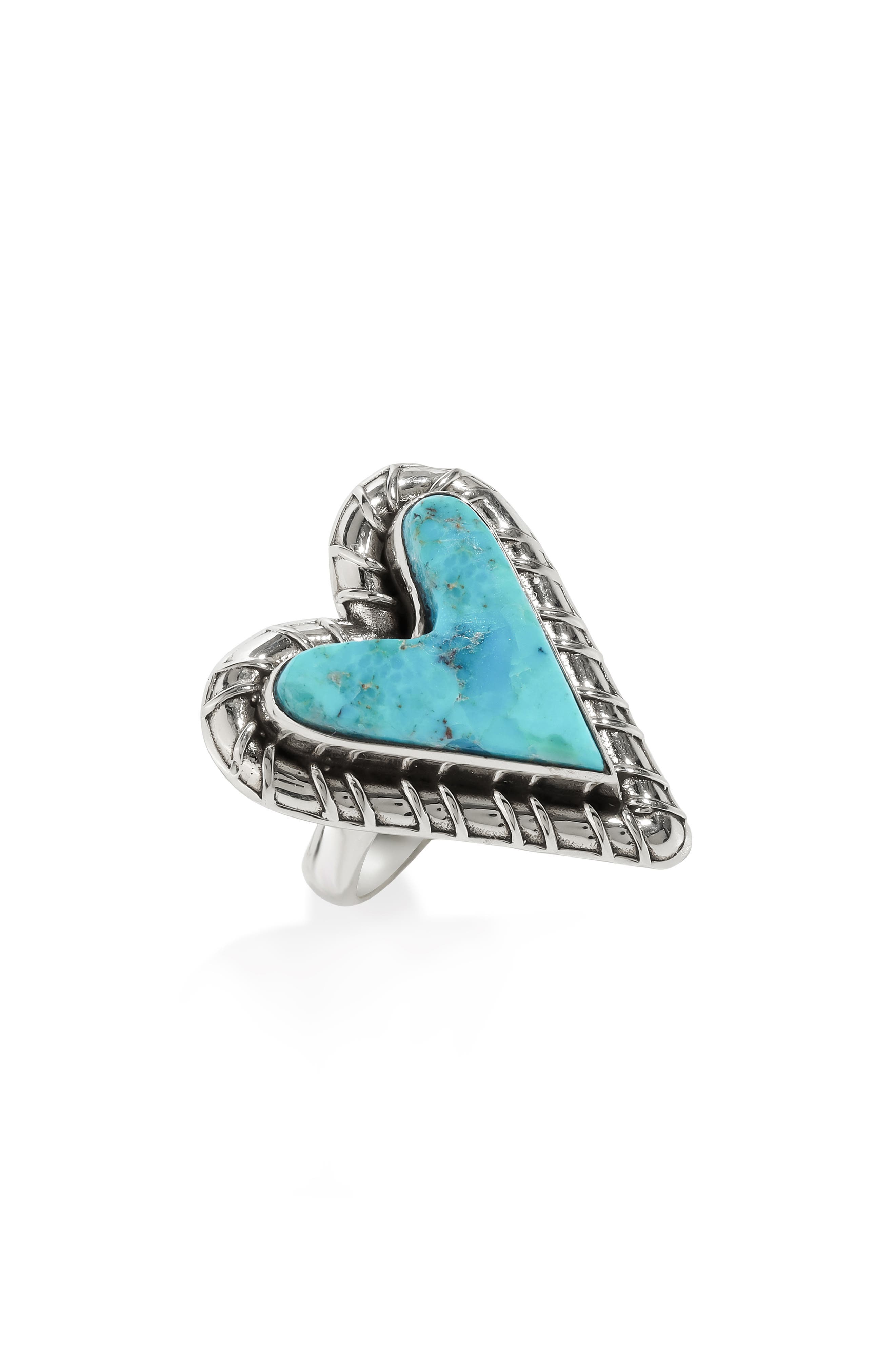 YS GEMS Sterling Silver Turquoise Heart Ring