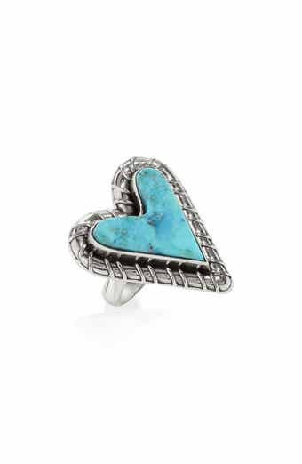 YS GEMS Sterling Silver Turquoise Heart Ring