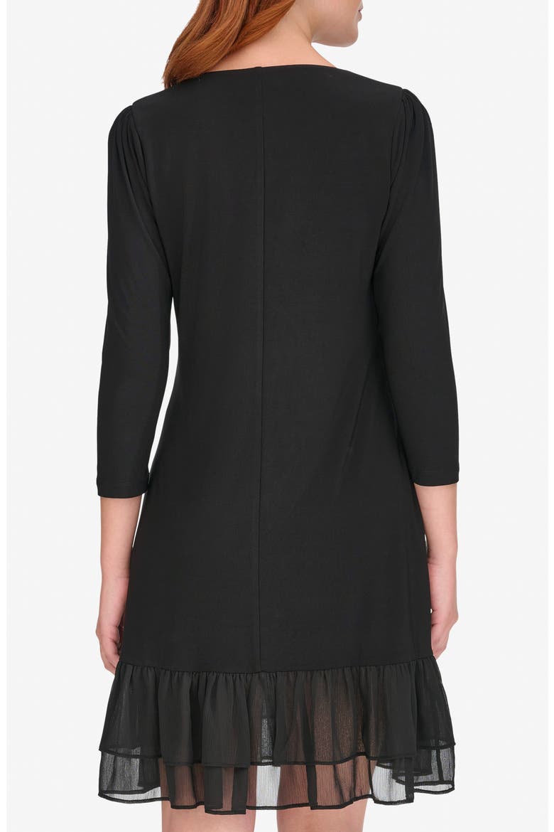 Three Quarter Sleeve Dress, Alternate, color, BLACK