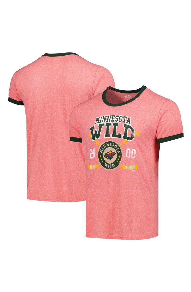 FANATICS Men's Majestic Threads Red Minnesota Wild Buzzer Beater Tri-Blend Ringer T-Shirt, Main, color, 